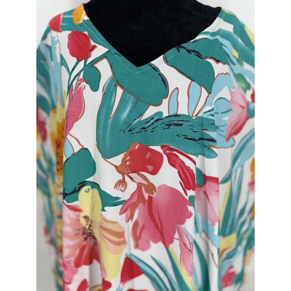 Gypsy Blu NWT Tropical Floral Maxi Caftan Lounge Dress One Size O/S - Picture 4 of 7